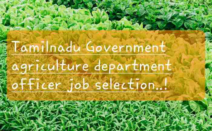 Tamil Nadu Government Agriculture Department Officer Job Selection